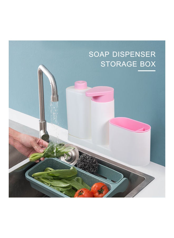 Plastic Kitchen Sink Liquid Dish Soap Dispenser Bottle Caddy With Storage Compartments Pink 27.5*6.5*17.5cm - Image 3