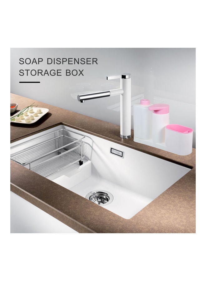 Plastic Kitchen Sink Liquid Dish Soap Dispenser Bottle Caddy With Storage Compartments Pink 27.5*6.5*17.5cm - Image 4