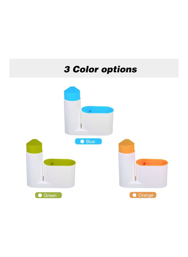 Modern Plastic Kitchen Sink Countertop Liquid Dish Soap Dispenser Pump Bottle Caddy With Storage Compartments Holds Stores Sponges Scrubbers And Brushes Blue 18.5*6.5*17.3cm - Image 2