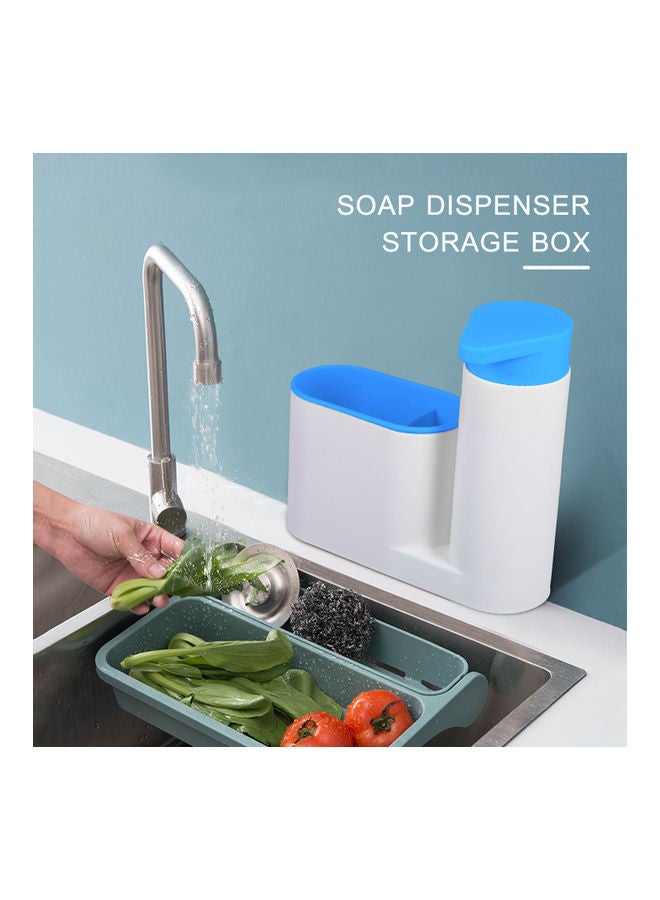 Modern Plastic Kitchen Sink Countertop Liquid Dish Soap Dispenser Pump Bottle Caddy With Storage Compartments Holds Stores Sponges Scrubbers And Brushes Blue 18.5*6.5*17.3cm - Image 5