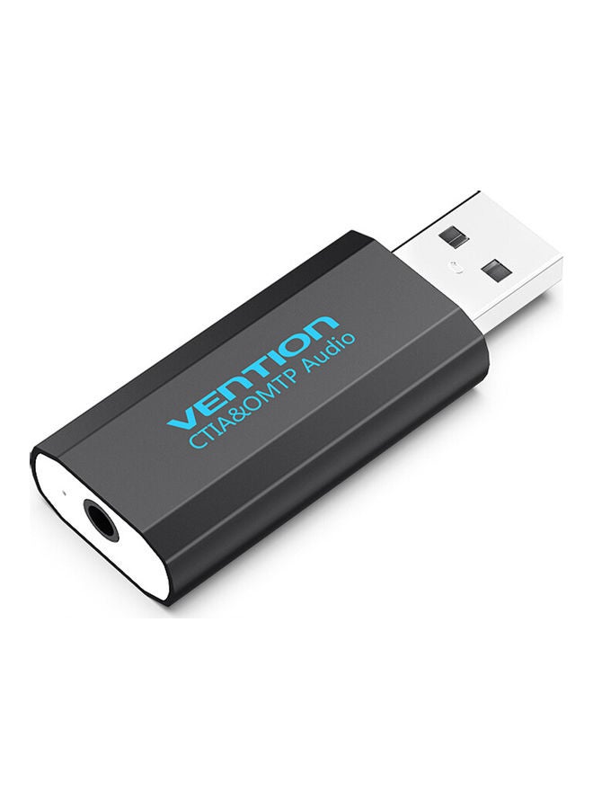 Generic USB External Sound Card With Stereo Earphone Mic Adapter Driver-Free For PC Laptop PS4 Black  - Image 1