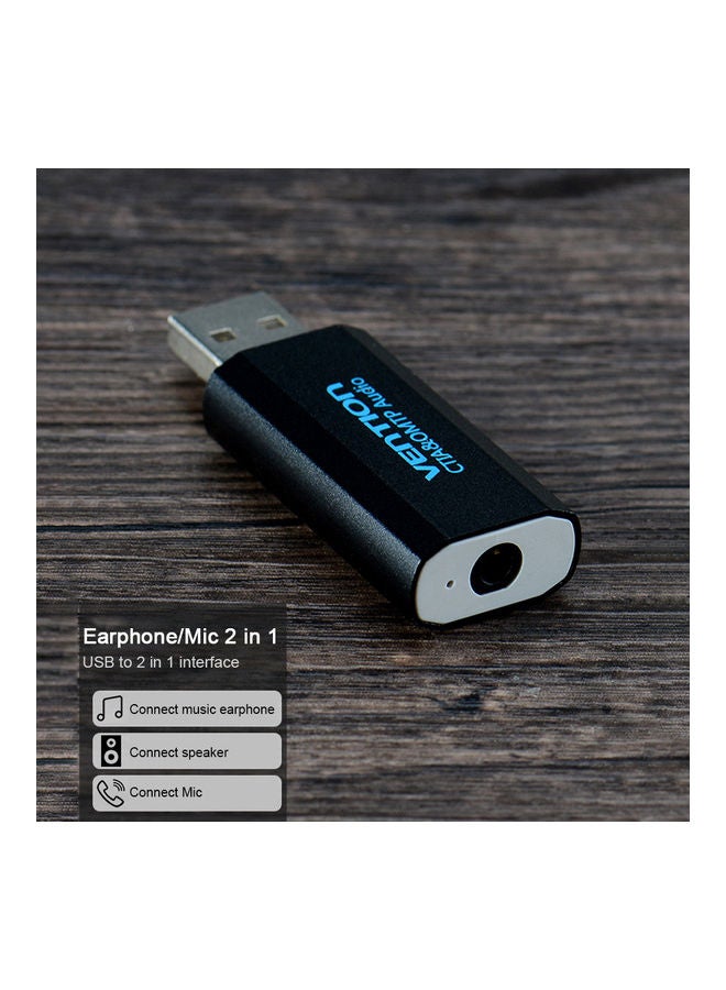 Generic USB External Sound Card With Stereo Earphone Mic Adapter Driver-Free For PC Laptop PS4 Black  - Image 4