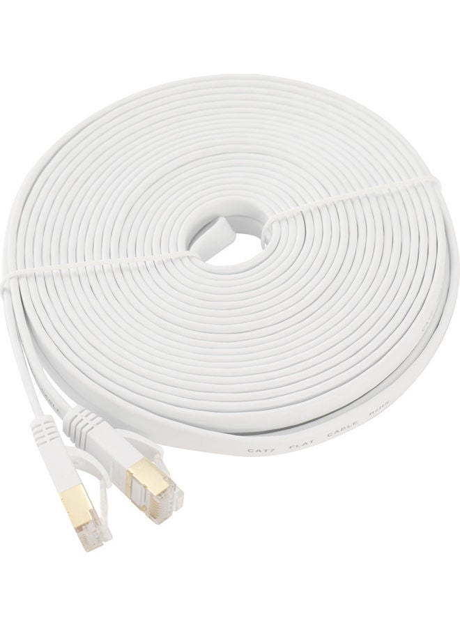 ماركة غير محددة - كابل موصل RJ45 لشبكة LAN إيثرنت مسطحة لشبكة إيثرنت Cat 7 أبيض - Image 1