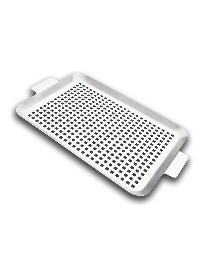 Non-Stick Pan With Handles For Grilling Silver 42 x 1.5 x 25cm