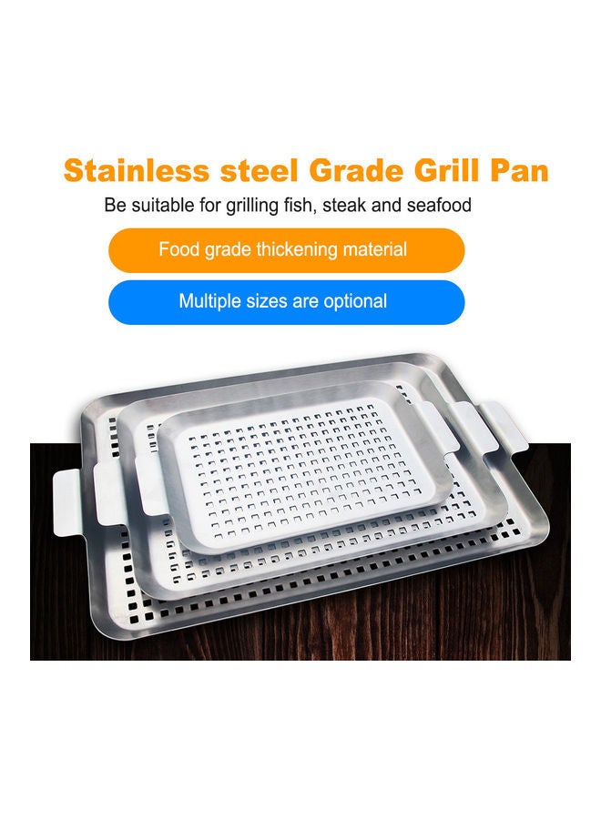 Non-Stick Pan With Handles For Grilling Silver 42 x 1.5 x 25cm