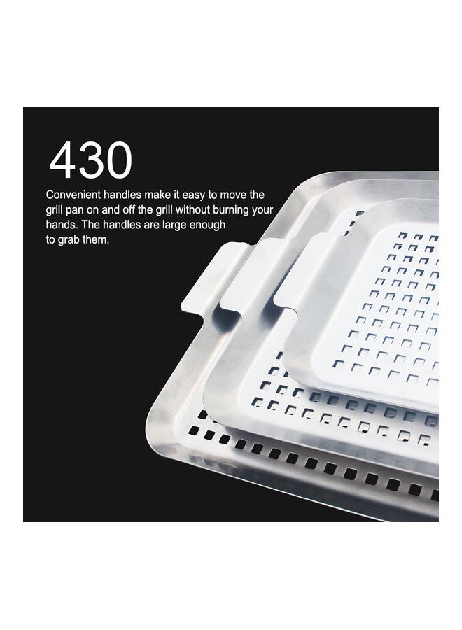 Non-Stick Pan With Handles For Grilling Silver 42 x 1.5 x 25cm