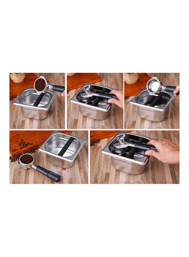 Stainless Steel Coffee Powder Bucket Silver 16.4 x 9.8 x 16.4cm  - Image 3