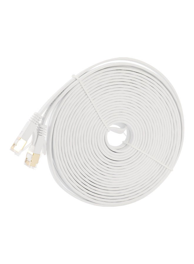 CAT 7 Ethernet Computer Internet Flat Lan Network RJ45 Connector Cable White  - Image 1
