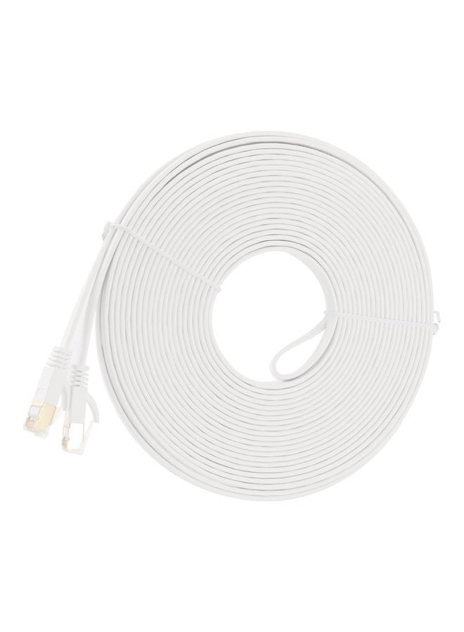 CAT 7 Ethernet Computer Internet Flat Lan Network RJ45 Connector Cable White  - Image 1