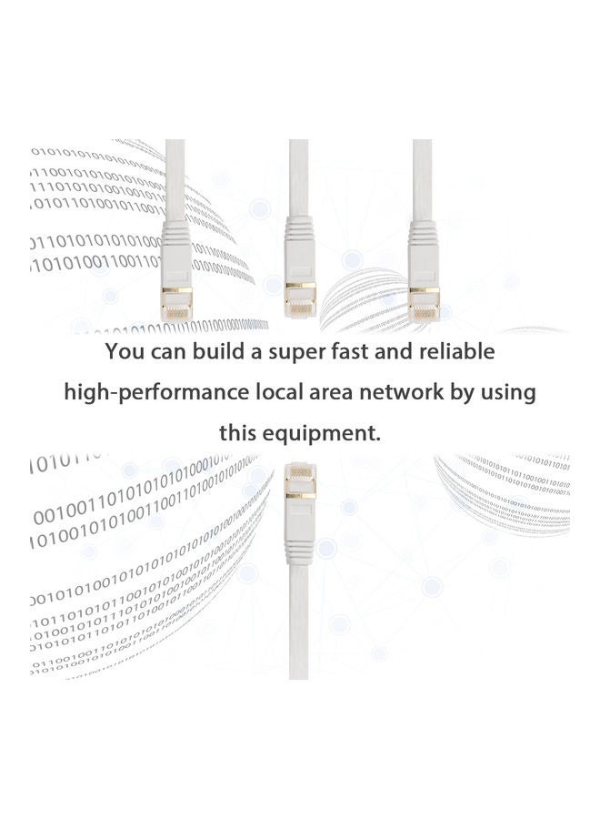 CAT 7 Ethernet Computer Internet Flat Lan Network RJ45 Connector Cable White  - Image 2