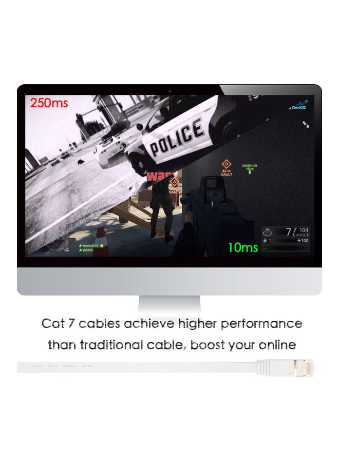 CAT 7 Ethernet Computer Internet Flat Lan Network RJ45 Connector Cable White  - Image 3