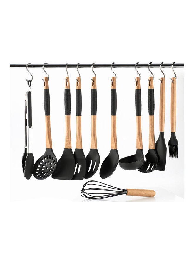 11-Piece Of Silicone Non-Stick Cooking Utensils Kitchenware Set Dark gray 36 x 12.5 x 12.5cm  - Image 5