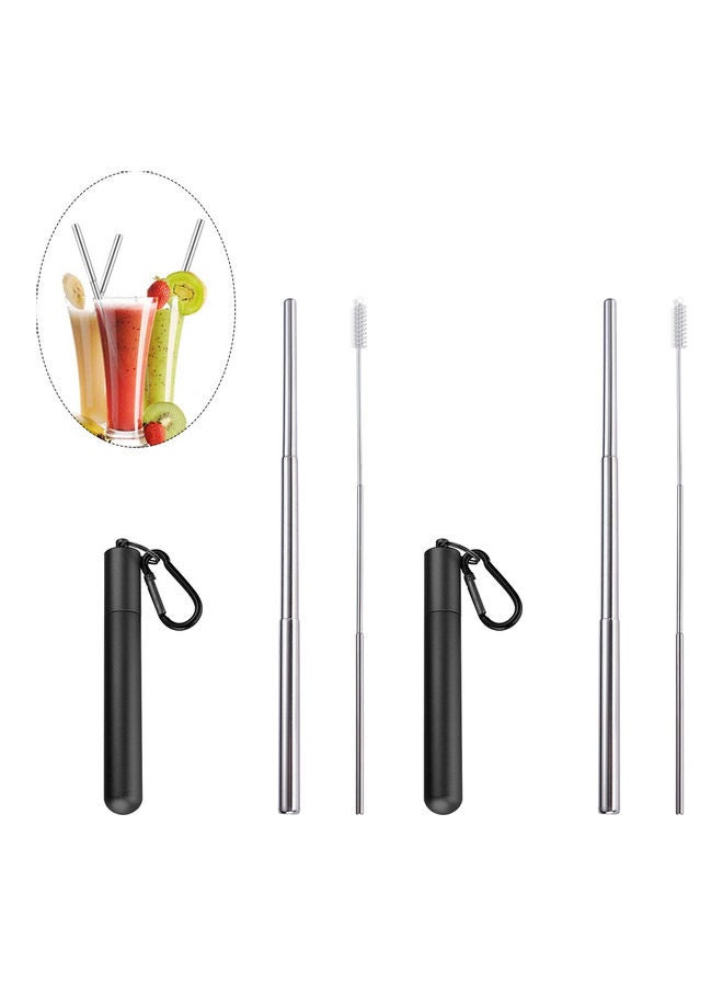 Generic 304 Stainless Steel Metal Drinking Straws With Cleaning Brush And Climbing Hook multicolour 15 x 5 x 10cm  - Image 1