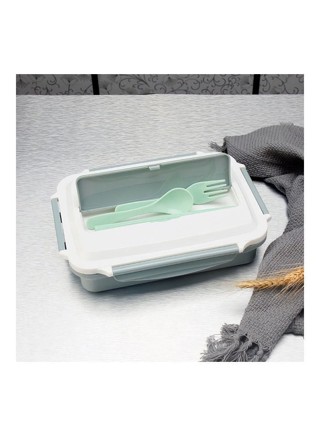 Stainless Steel Lunch Box 4-Grid Microwave Leakproof Four Compartment Meal Box Green 26 x 6 x 20cm - Image 5
