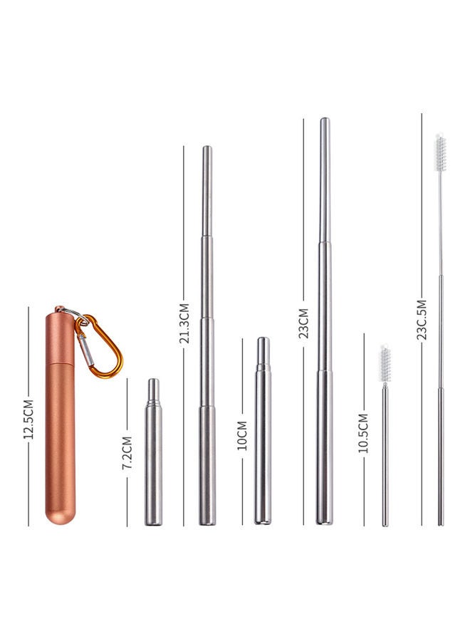 Generic 304 Stainless Steel Metal Drinking Straws With Cleaning Brush And Climbing Hook multicolour 15 x 5 x 10cm  - Image 4