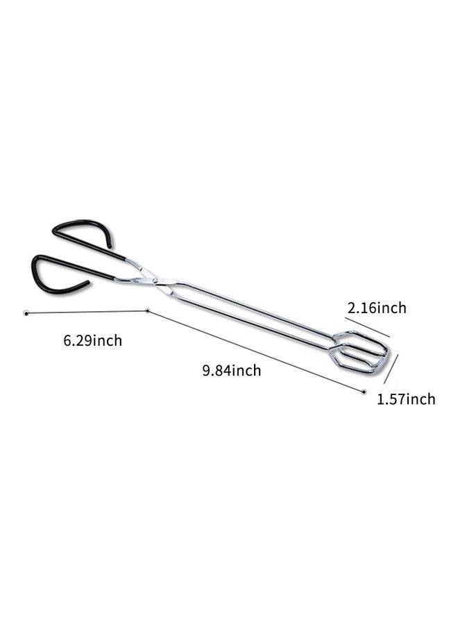 BBQ Grill Pastry  Scissor Tongs Stainless Steel Silver 42 x 3 x 5cm