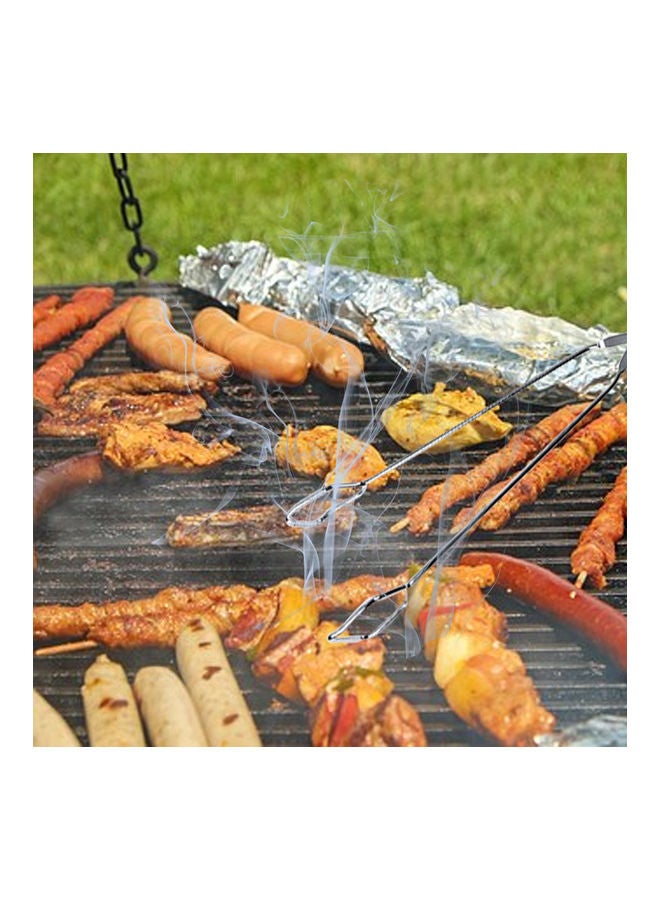 BBQ Grill Pastry  Scissor Tongs Stainless Steel Silver 42 x 3 x 5cm