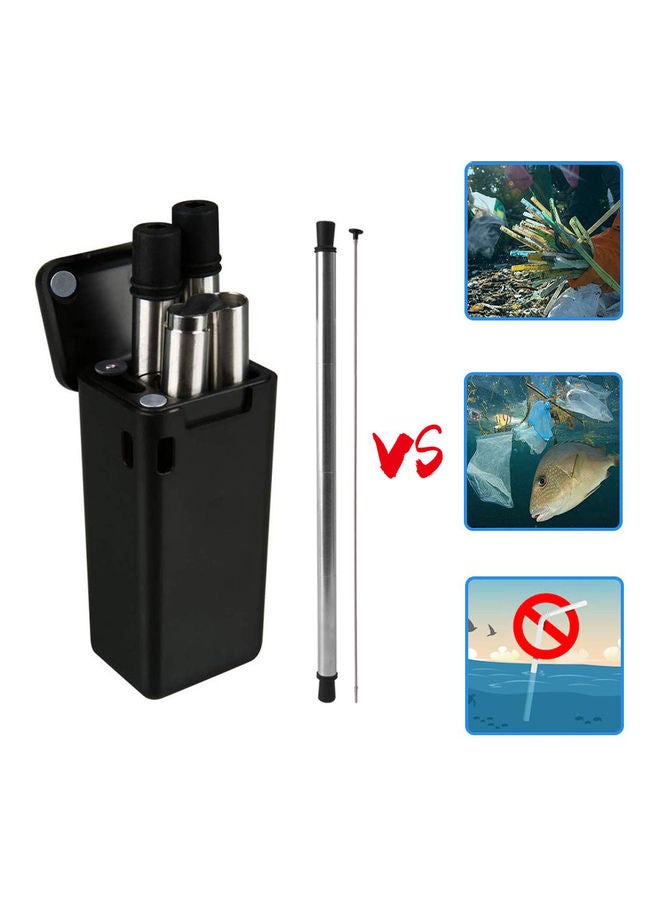 Generic - Foldable Straw With Storage Box Black 7.6 x 3 x 3.5cm - Image 1