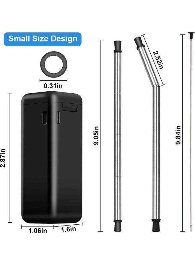 Generic - Foldable Straw With Storage Box Black 7.6 x 3 x 3.5cm - Image 1