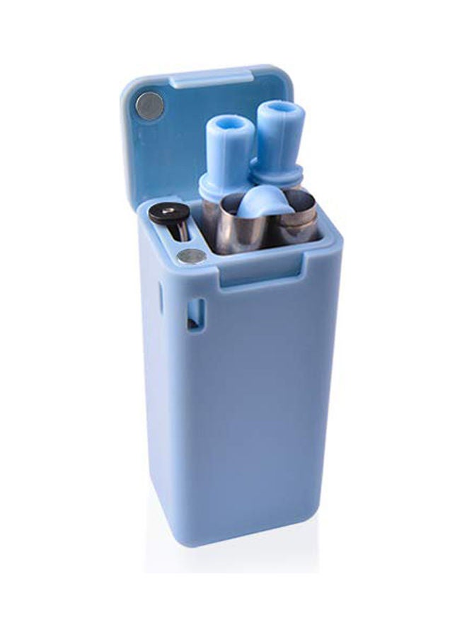 Generic - Foldable Straw With Storage Box Blue 7.6 x 3 x 3.5cm - Image 1