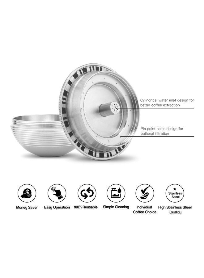 Reusable Coffee Capsule Cup Filter Set Silver 11.4x6.4x6.4cm - Image 3