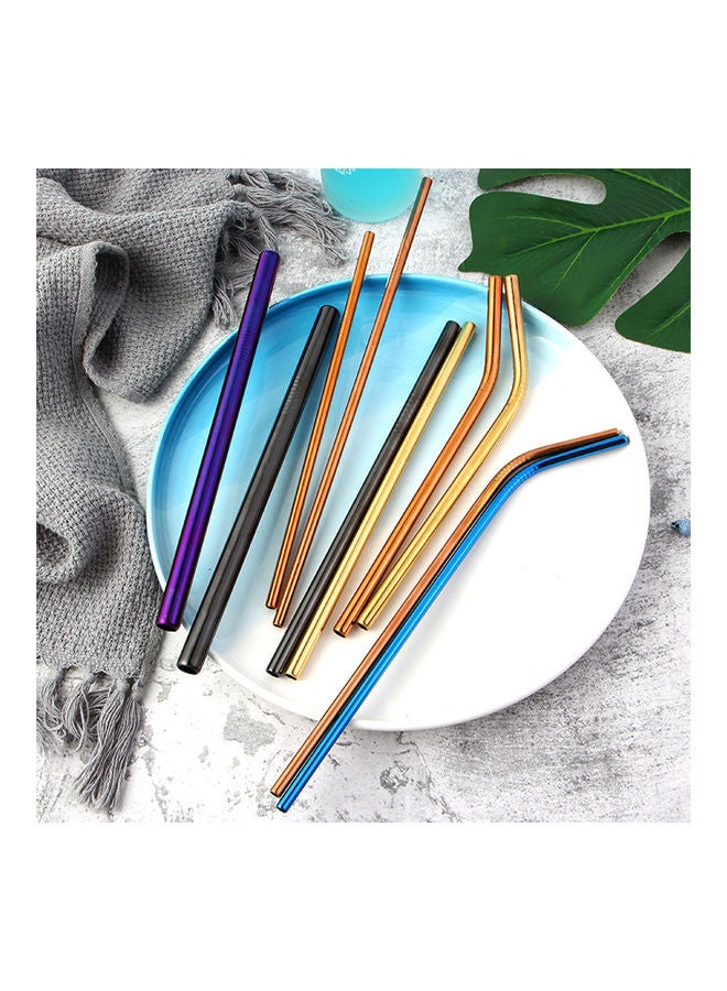 Generic 3 Pieces Stainless Steel Reusable Straws Set Rainbow Multicolored 21.5x1x6cm  - Image 2