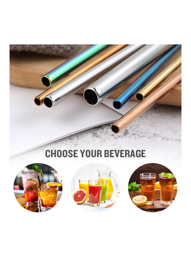 Generic 3 Pieces Stainless Steel Reusable Straws Set Rainbow Multicolored 21.5x1x6cm  - Image 4