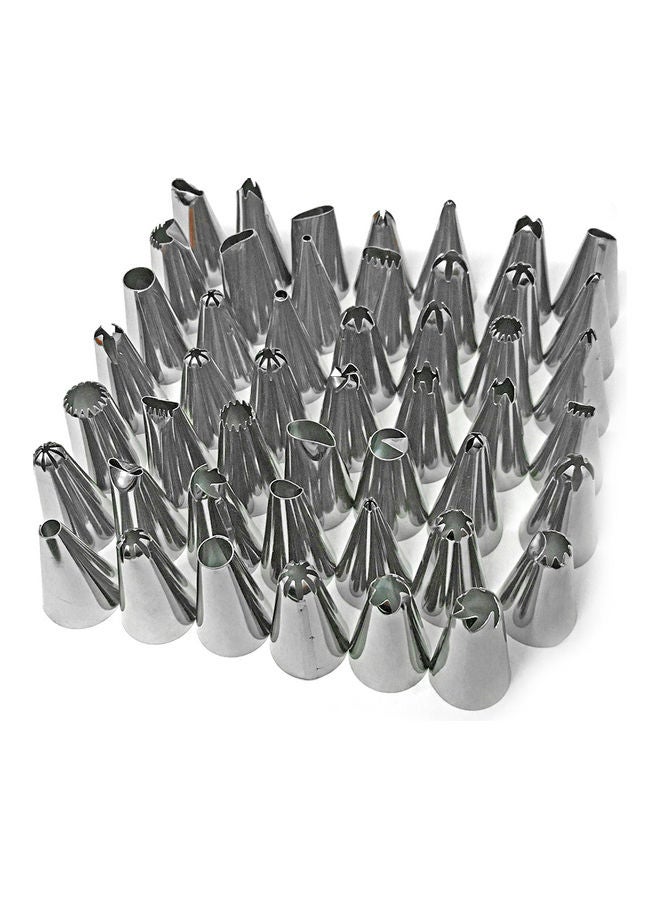 طقم أدوات تزيين الكيك من الستانلس ستيل مكون من 48 قطعة فضي 12x2.5x4.5سم - Image 2