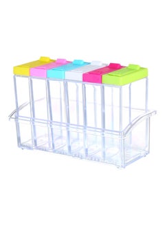 6 Transparent Plastic Spice Shaker Jar With Lid Multicolour 17.5x8x11.5cm