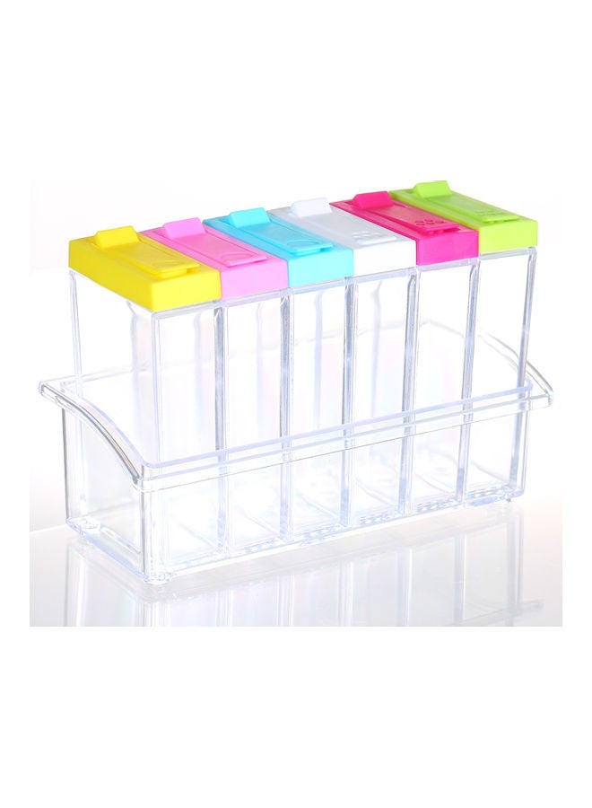Generic - 6 Transparent Plastic Spice Shaker Jar With Lid Multicolour 17.5x8x11.5cm - Image 1