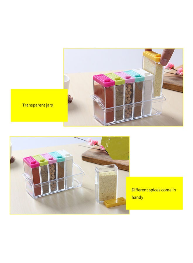 Generic - 6 Transparent Plastic Spice Shaker Jar With Lid Multicolour 17.5x8x11.5cm - Image 1