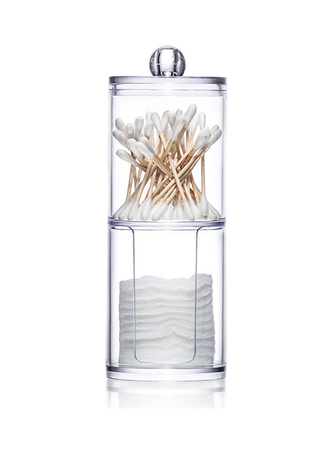 Two-Layer Cotton Pads Container Storage Box Silver/Clear