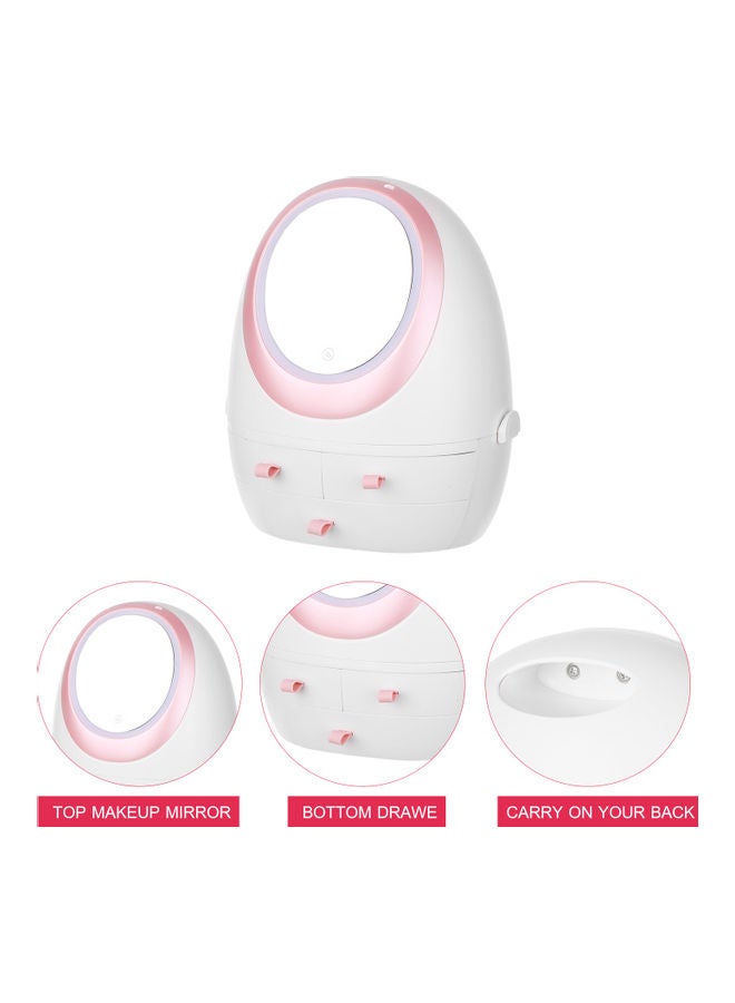 Cosmetic Storage Box With Led-Lighted Mirror White 39x26.5x32.5cm  - Image 4