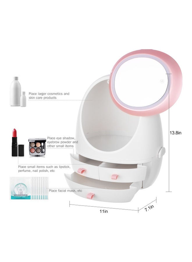 Cosmetic Storage Box With Led-Lighted Mirror White 39x26.5x32.5cm  - Image 5