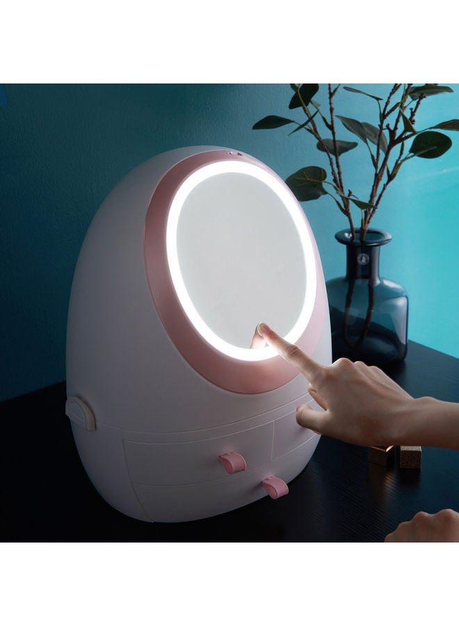 Cosmetic Storage Box With Led-Lighted Mirror White 39x26.5x32.5cm  - Image 2