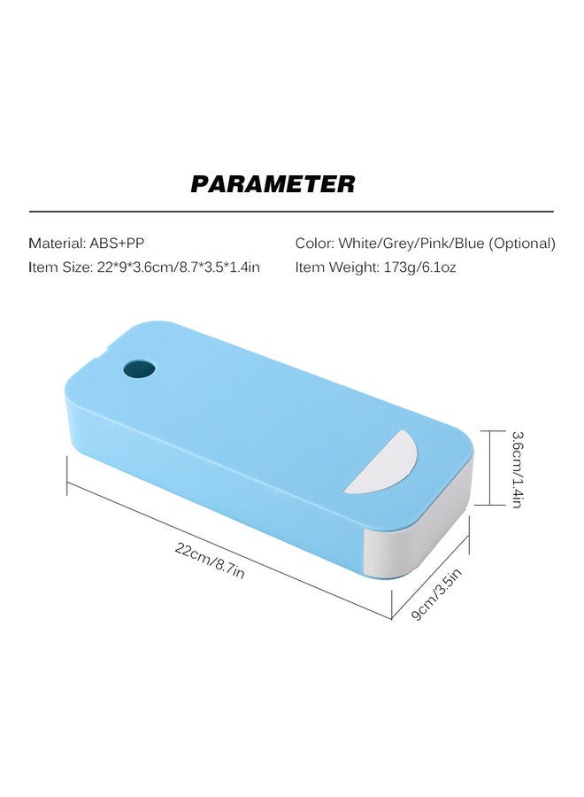 Desktop Drawer Plastic Pencil Case Blue 22.5x4x9.5cm  - Image 4