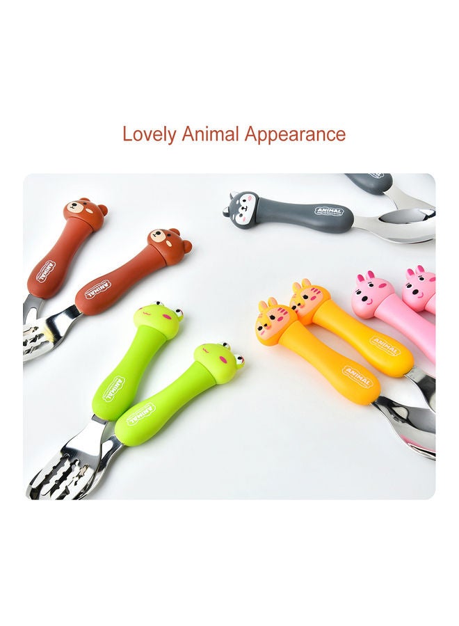 2-Piece Kids Spoon And Fork With Travel Case Green 17.5x3x8cm  - Image 3