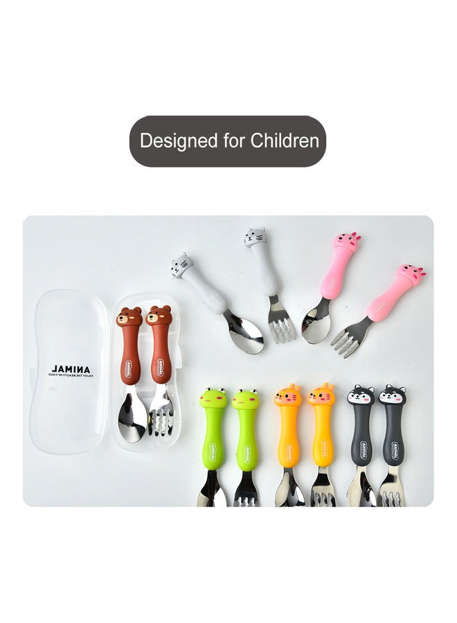 2-Piece Kids Spoon And Fork With Travel Case Pink 17.5x3x8cm  - Image 3