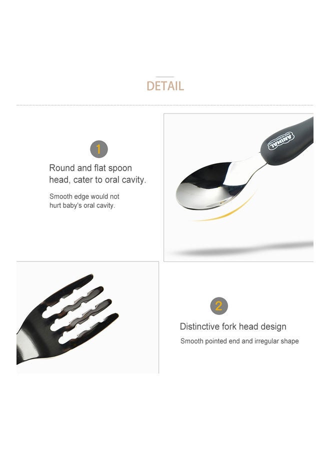 2-Piece Kids Spoon And Fork With Travel Case Pink 17.5x3x8cm  - Image 5
