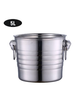 Generic 5 Liter Stainless Steel Ice Bucket Container Silver 21*20.2*20.2cm  - Image 1