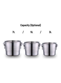 Generic 5 Liter Stainless Steel Ice Bucket Container Silver 21*20.2*20.2cm  - Image 4