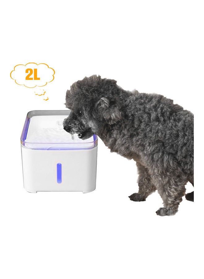 2Liter Intelligent Automatic Pet Fountain With LED Drinking Filters For Multiple Pets White 20*16.2*20cm - Image 1
