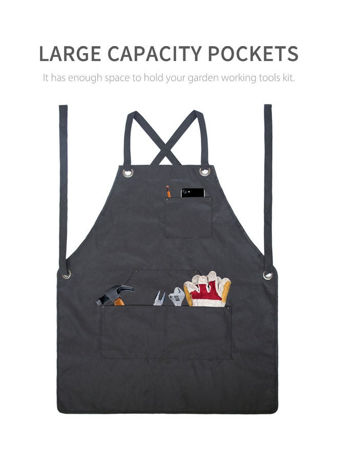Canvas Painted Garden Tool Apron With Adjustable Waist And Gardening Tool Kit Holder Black 23*5*18cm - Image 3