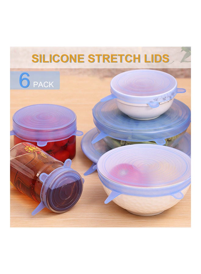 6pcs Of Reusable Silicone Stretch Lids At Various Sizes Of Bowl Pot Cup Basin Translucent Blue 21*4*21cm  - Image 3
