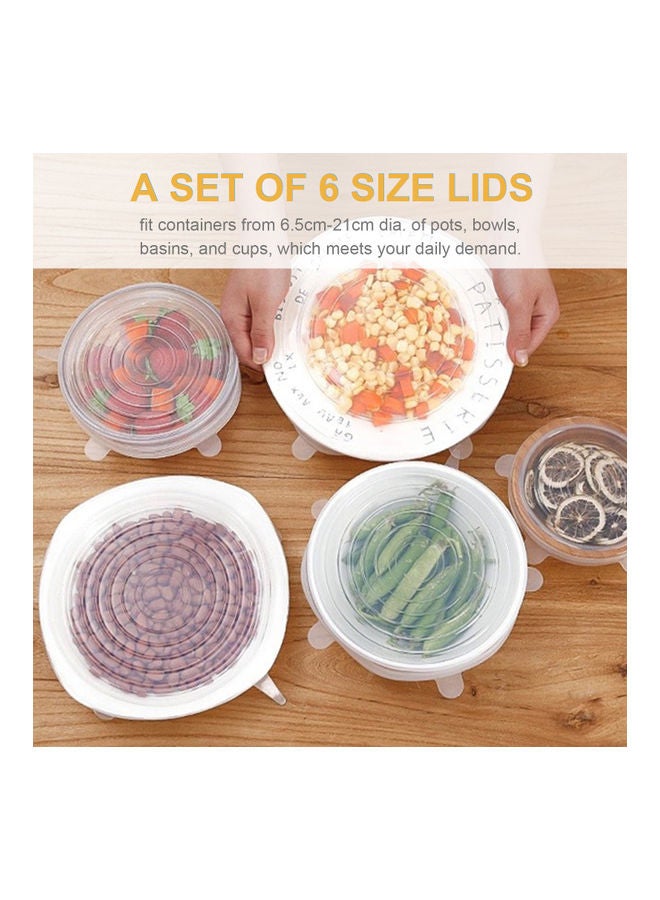 6pcs Of Reusable Silicone Stretch Lids At Various Sizes Of Bowl Pot Cup Basin Translucent Blue 21*4*21cm  - Image 4