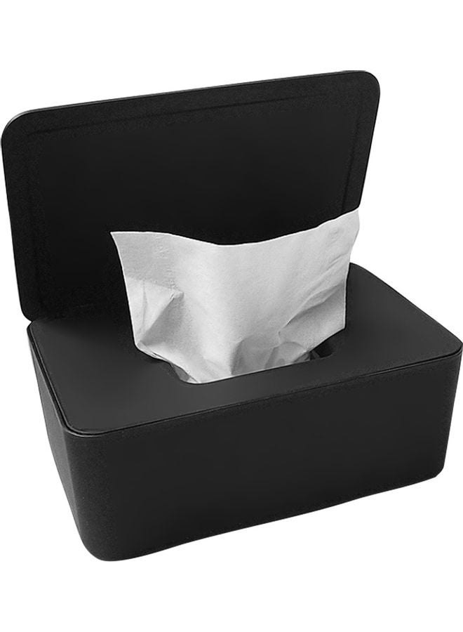 صندوق تخزين أقنعة للاستخدام مرة واحدة مع غطاء قلاب مقاوم للغبار صندوق مناديل مع غطاء قابل للحمل يمكن استخدامه في المنزل وفي الخارج أسود 18.8*7.3*12.5سم - Image 1