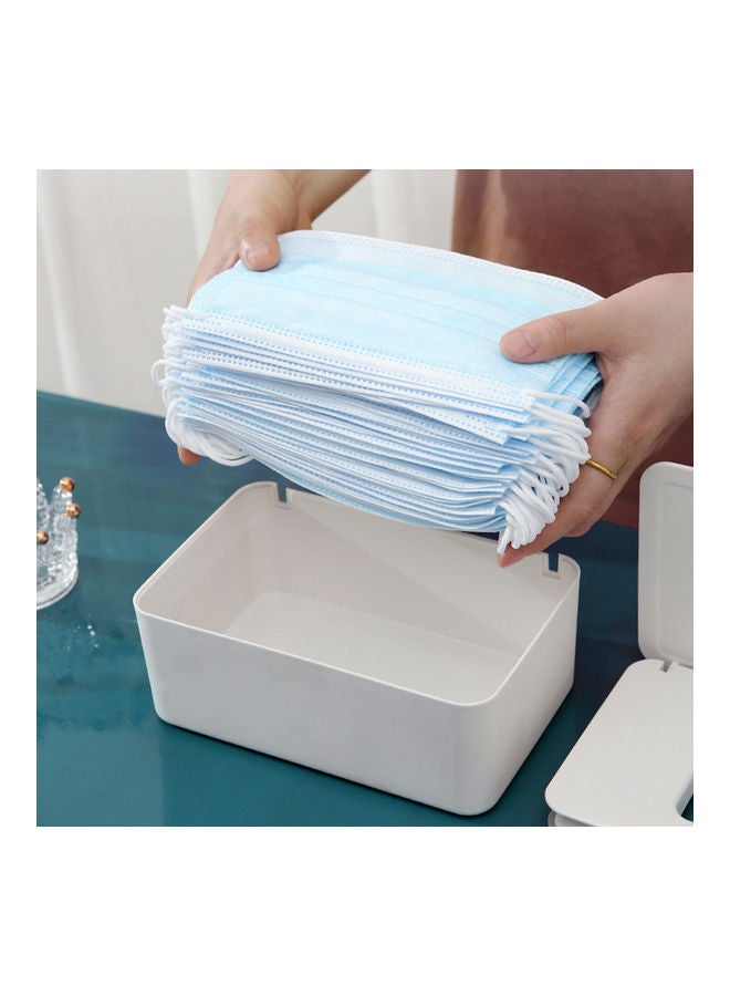 صندوق تخزين أقنعة للاستخدام مرة واحدة مع غطاء قلاب مقاوم للغبار صندوق مناديل مع غطاء قابل للحمل يمكن استخدامه في المنزل وفي الخارج أسود 18.8*7.3*12.5سم - Image 5