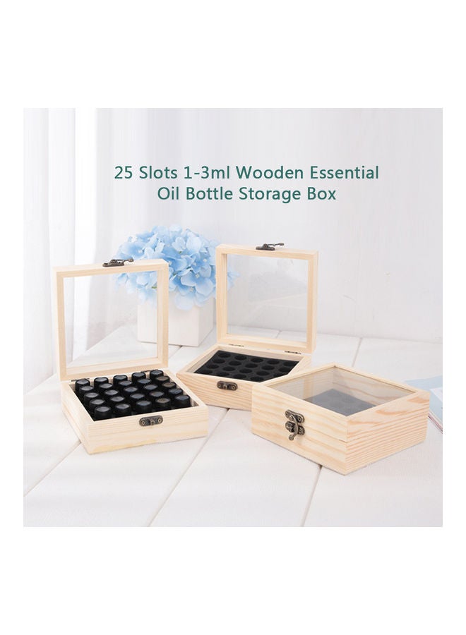 25 Slots Wooden Essential Oil Box Organizer Beige 12x5x12cm  - Image 3