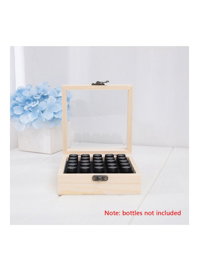 25 Slots Wooden Essential Oil Box Organizer Beige 12x5x12cm  - Image 4
