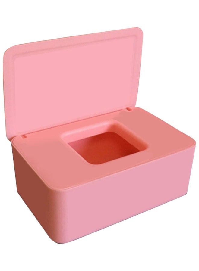 صندوق تخزين أقنعة للاستخدام مرة واحدة مع غطاء قلاب مقاوم للغبار صندوق مناديل مع غطاء قابل للحمل يمكن استخدامه في المنزل وفي الخارج وردي 18.8*7.3*12.5سم - Image 1